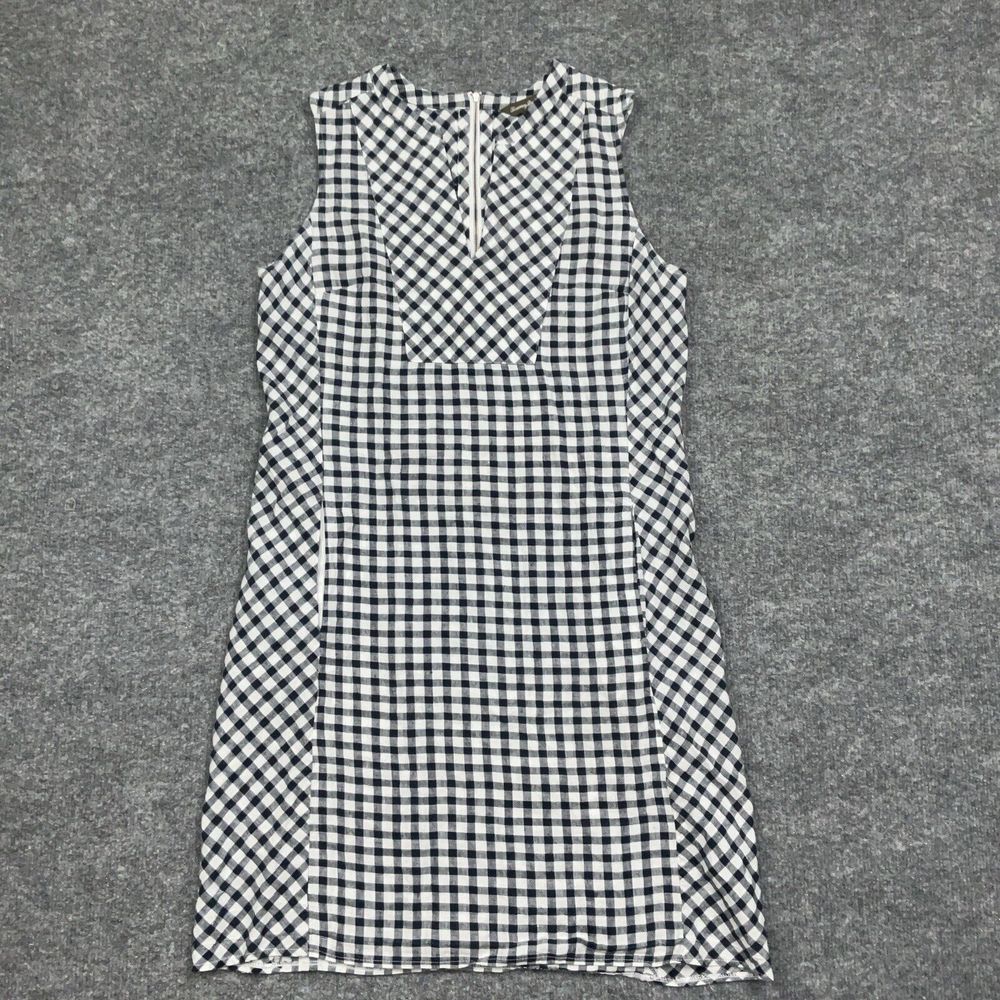 Tommy Bahama Dress Womens Size S Black White Gingham Sleeveless Pockets Back Zip